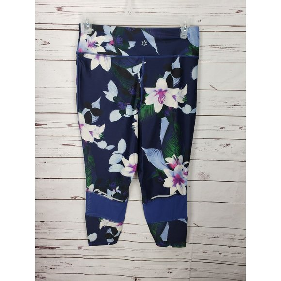 NWT Nine West Active Purple & Blue Floral High Rise Capri - Picture 8 of 8